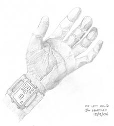 My Left Hand (2008)<br/>A first start at Drawing on the Right Side of the Brain. Pencil. September 2006.